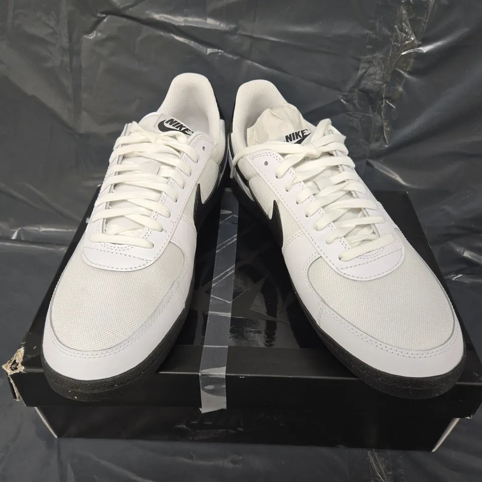 BOXED PAIR OF NIKE FIELD GENERAL LEATHER TRAINERS IN WHITE - UK 11