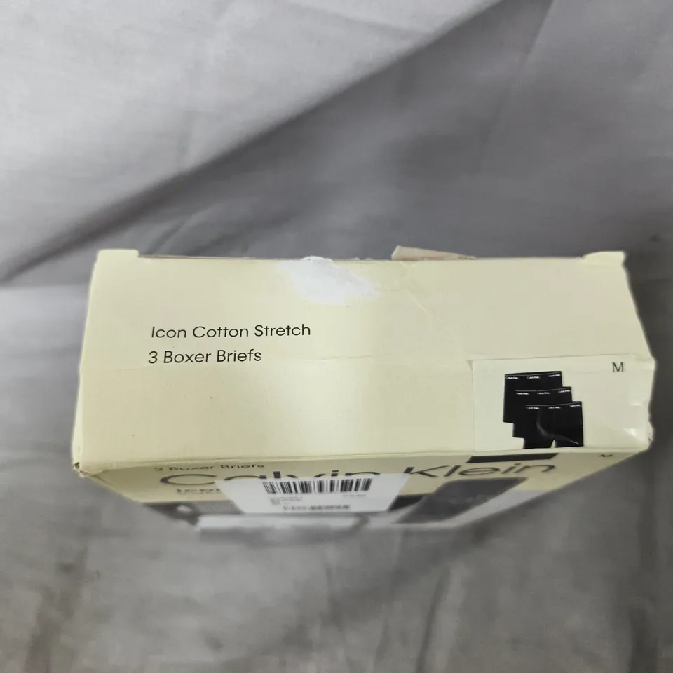 BOXED CALVIN KLEIN ICON COTTON STRETCH 3 BOXER BRIEFS – MEN'S UNDERWEAR, SIZE M