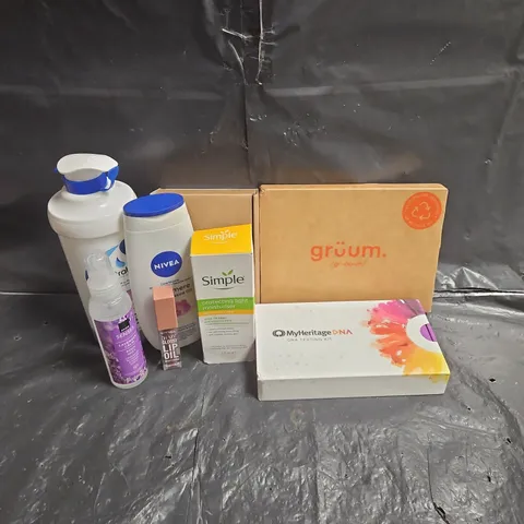 APPROXIMATEY 20 ASSORTED HEALTH AND BEAUTY PRODUCTS TO INCLUDE - MY HERITAGE DNA TESTING KIT - GRUUM SELFCARE KIT - SIMPLE LIGHT MOISTURISER - ETC