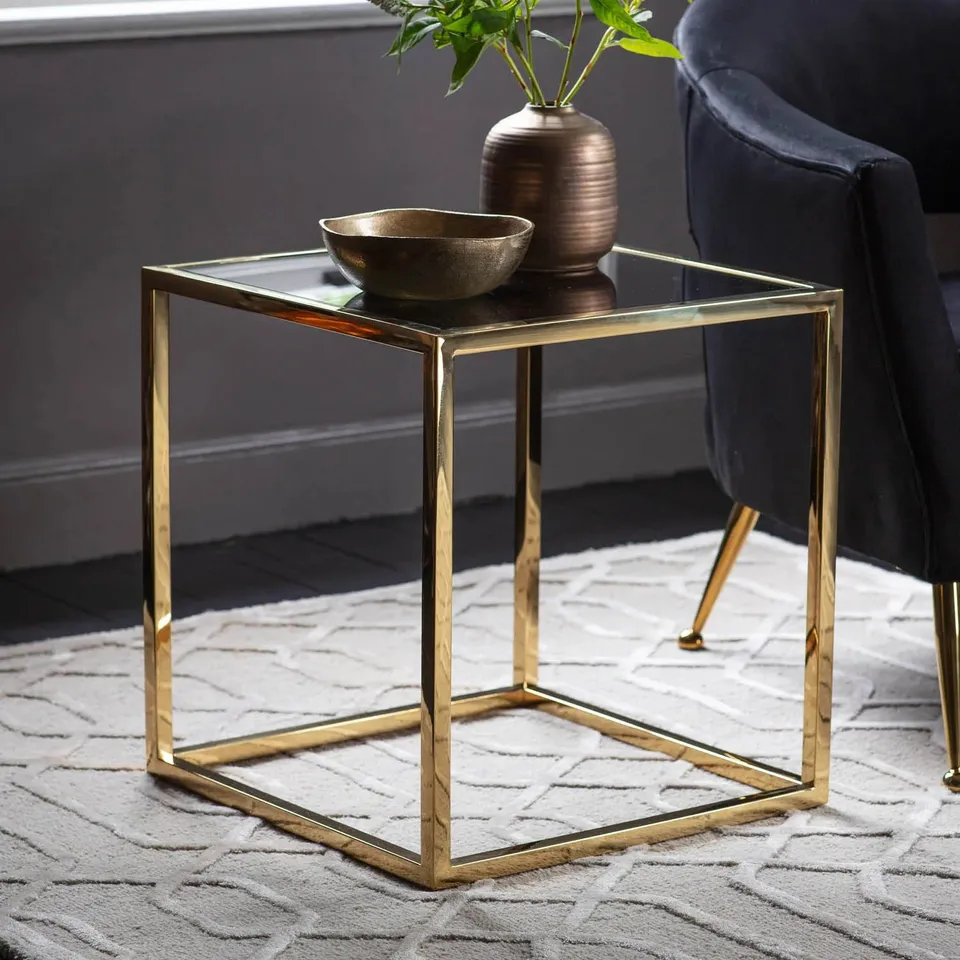BOXED GALLERY INTERIORS SANTORINI SIDE TABLE GOLD