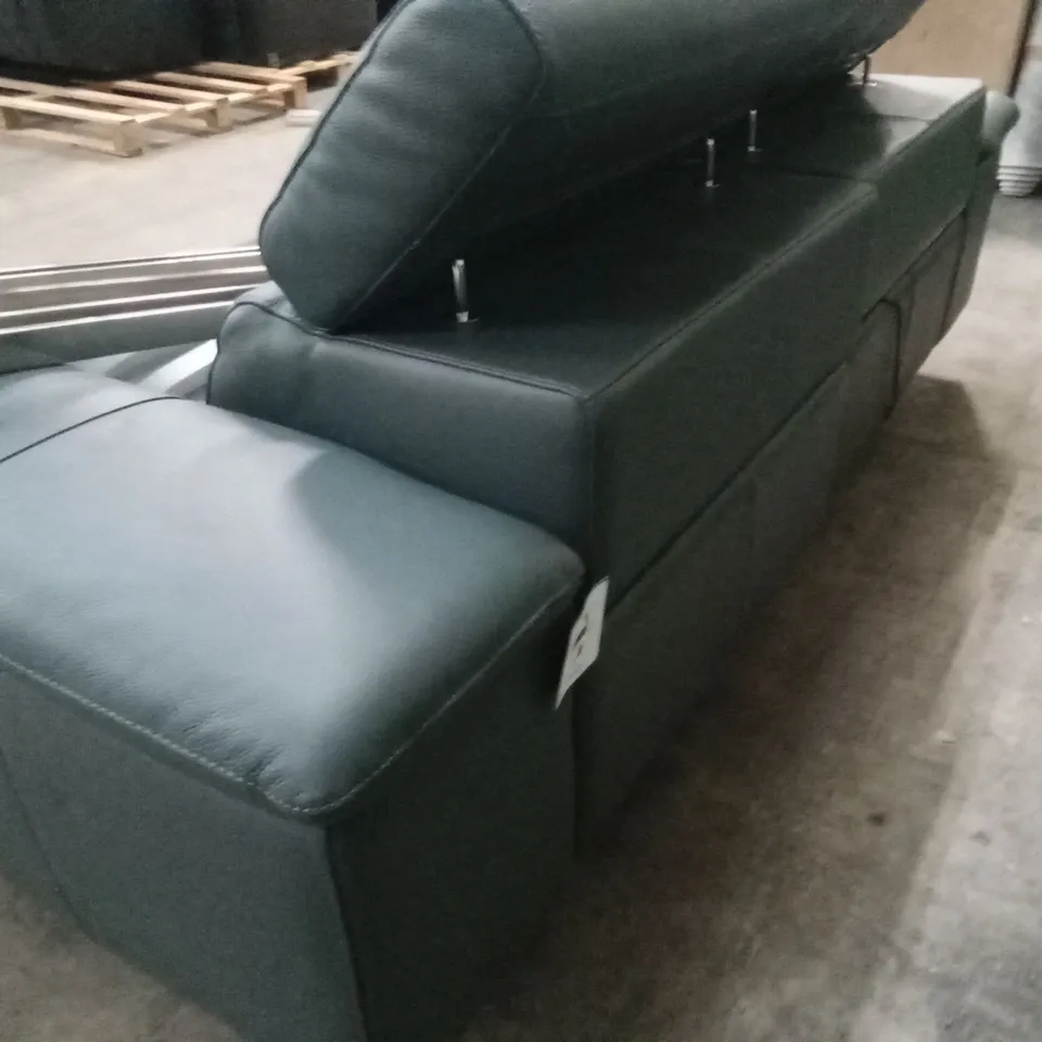 QUALITY DESIGNER 2 SEATER POWER RECLINER LEATHER SOFA - SLATE GREY