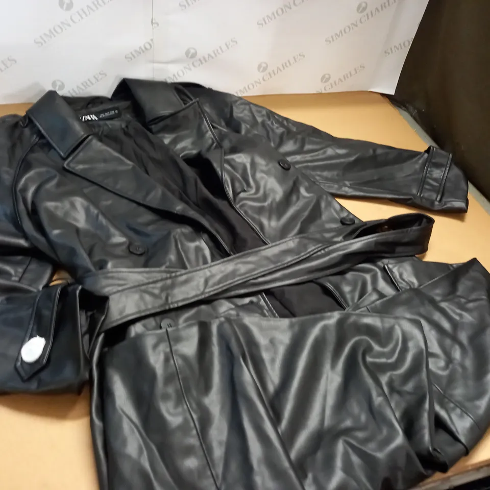 ZARA FAUX LEATHER TRENCH COAT - EUR XL