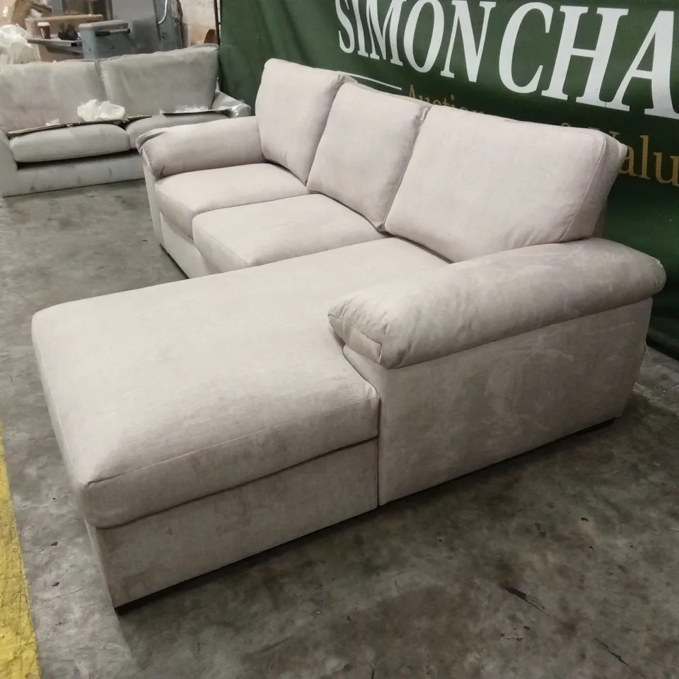 ELIZA RIGHT HAND 3 SEATER FABRIC CHAISE SOFA - BEIGE RRP £1149