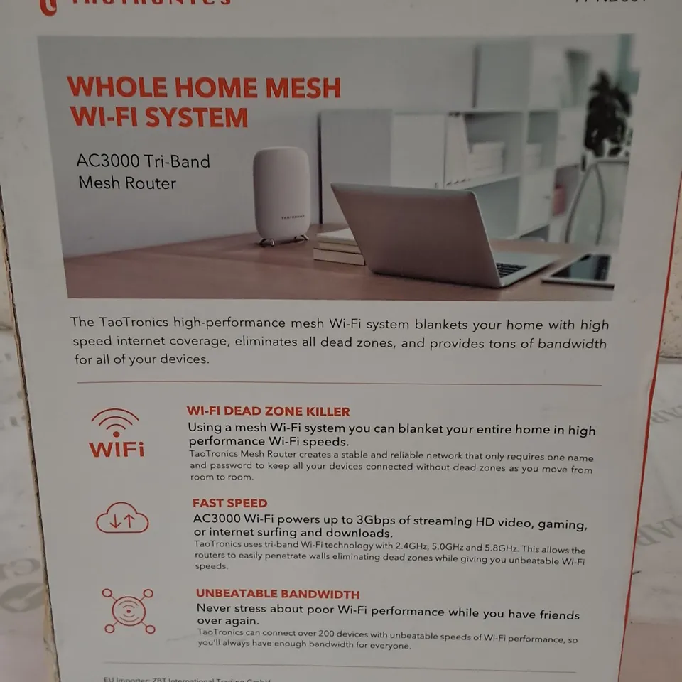 BOXED TAOTRONICS WHOLE HOME MESH WIFI SYSTEM AC3000 TRI-BAND MESH ROUTER