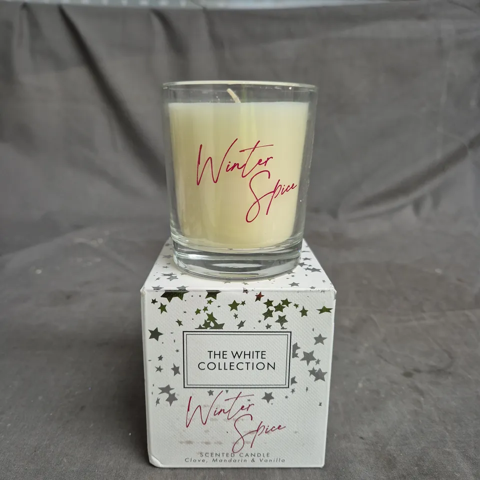 WINTER SPICE SCENTED CANDLE 160G - THE WHITE COLLECTION (GLASS TUMBLER)