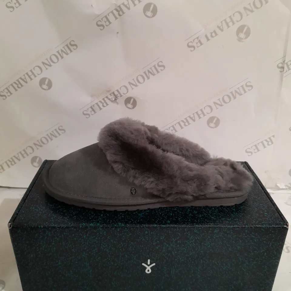 BOXED EMU NEST JOLIE SHEEPSKIN SLIPPERS, CHARCOAL - SIZE 7