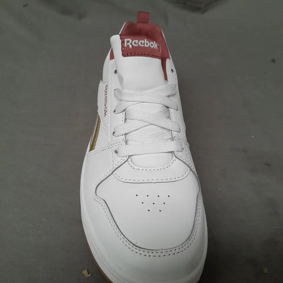 PAIR OF REEBOK TRAINERS IN WHITE/BERRY/GOLD UK SIZE 4