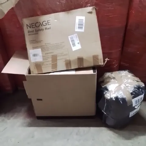 PALLET OF ASSORTED HOUSEHOLD GOODS AND PRODUCTS TO INCLUDE;RUGS,BED SAFETY RAILS