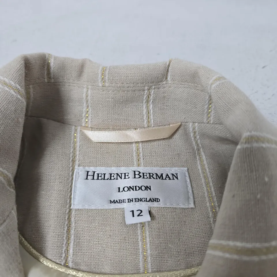 HELENE BERMAN LONDON BEIGE STRIPED BLAZER – UK SIZE 12