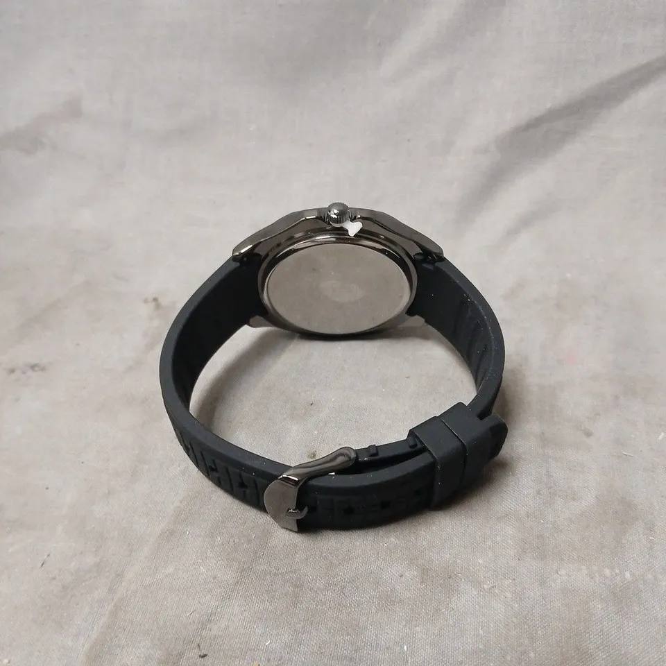 LOUIS LACOMBE WRISTWATCH WITH BLACK DIAL AND RUBBER STRAP