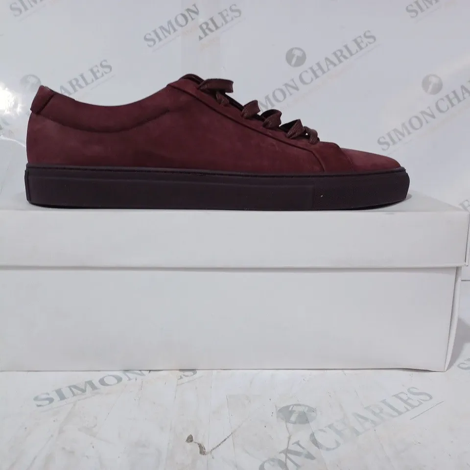 BOXED PAIR OF REISS LUCA LACE UP SHOES IN BURGUNDY SIZE 9