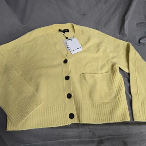 WHISTLES WOOL MIX POCKET CARDIGAN IN YELLOW - M