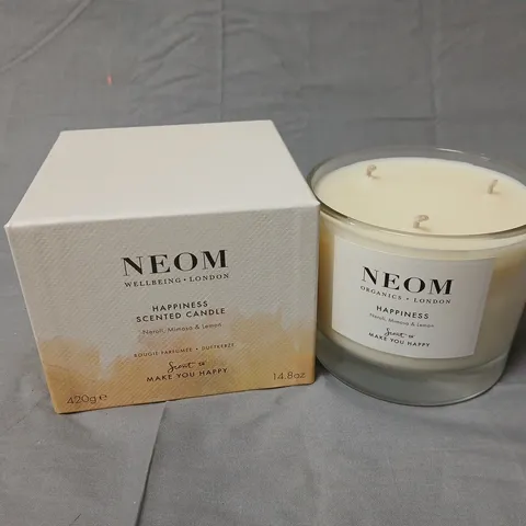 BOXED NEOM HAPPINESS SCENTED CANDLE – NEROLI, MIMOSA & LEMON – 420G / 14.8OZ
