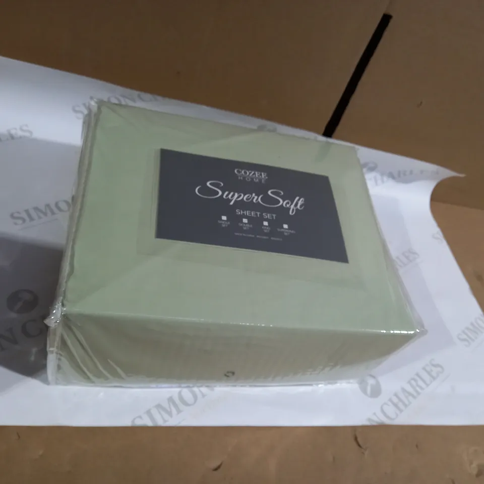 SUPERSOFT BY COZEE HOME SET OF FITTED SHEETS (2) - SAGE GREEN - DOUBLE