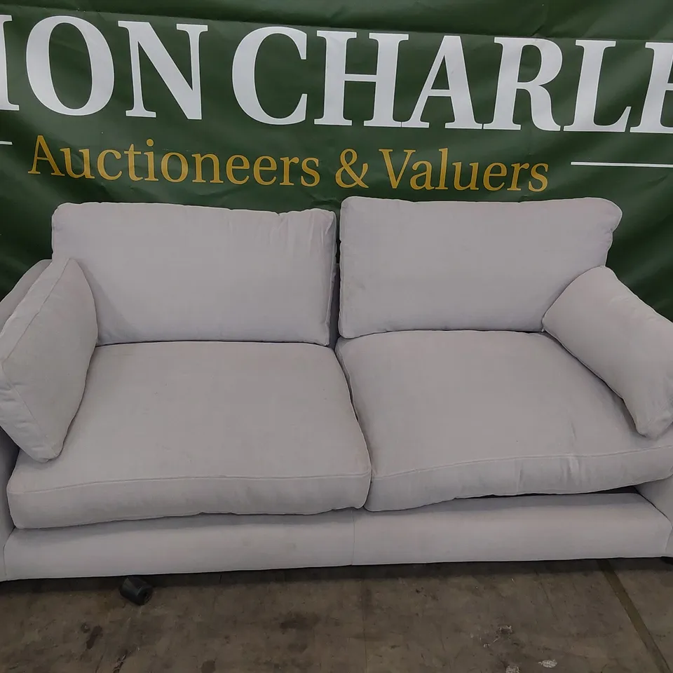 QUALITY BRITISH DESIGNER LOUNGE Co. THREE SEATER SOFA LIGHT GREY FABRIC 