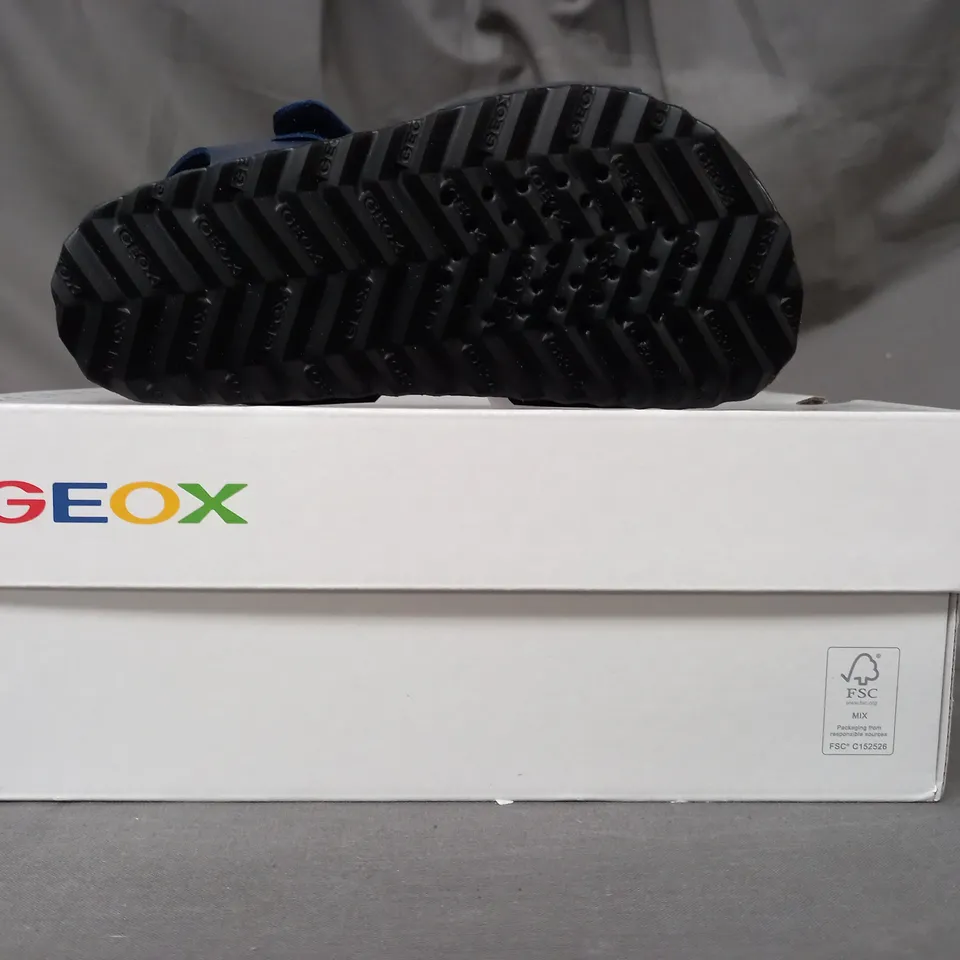 BOXED PAIR OF GEOX KIDS OPEN TOE SANDALS IN NAVY UK SIZE 7.5