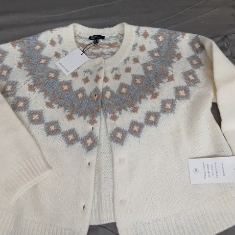 NOBODYS CHILD CHUNKY FAIR ISLE YOKE CARDIGAN - UK M