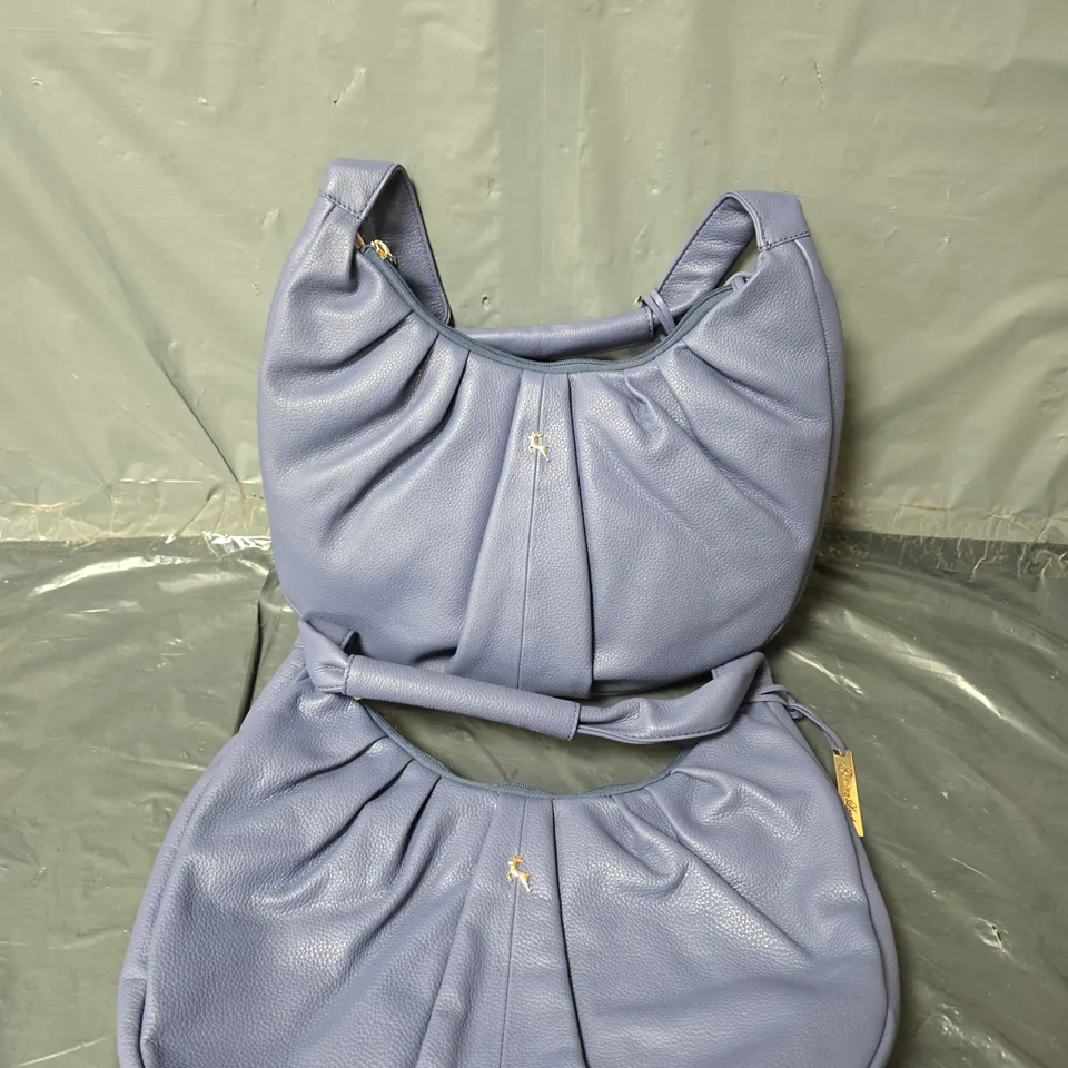 2X ASHWOOD LEATHER LARGE PLEATED SHOULDER BAG LIGHT NAVY 