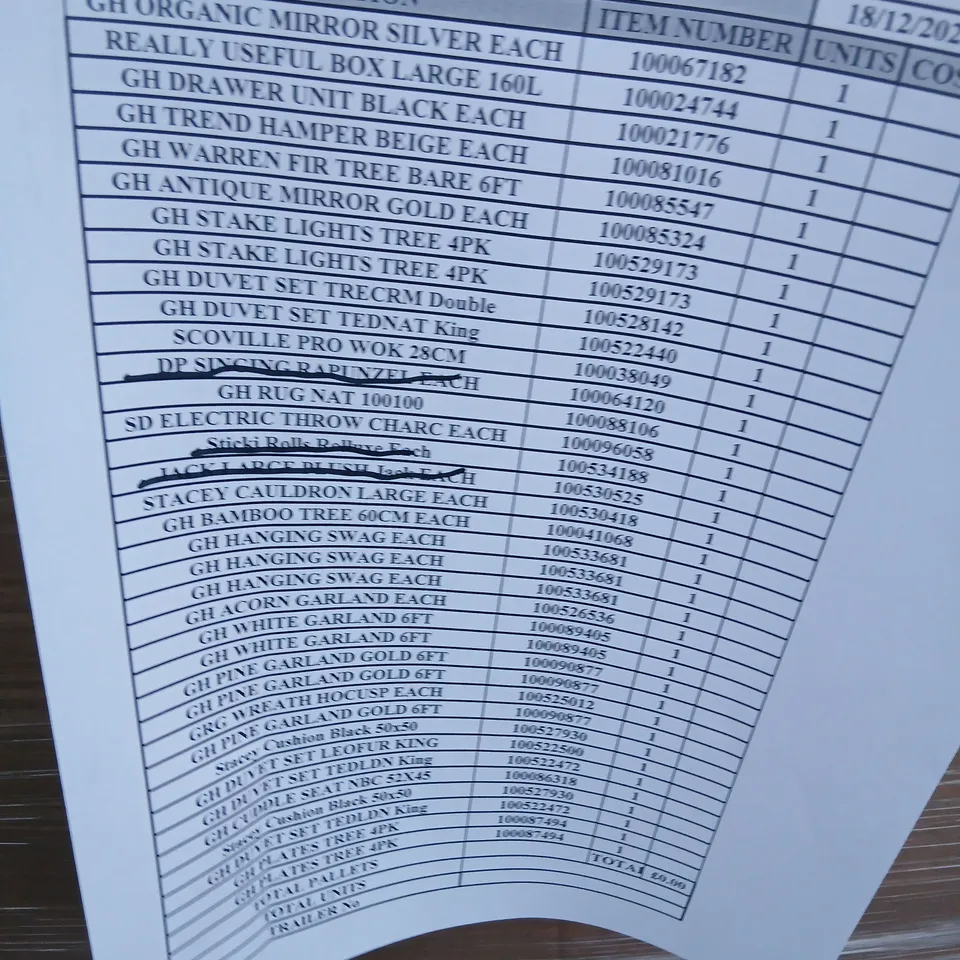 PALLET OF APPROXIMATELY 25 ASSORTED PRODUCTS TO INCLUDE; ORGANIC MIRROR, REALLY USEFUL BOXES, STAKE LIGHTS, DUVET SET, HANGING SWAG, SCOVILLE WOK AND HOCUS POCUS WREATH