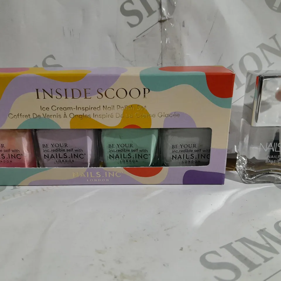 NAILS.INC INSIDE SCOOP ICE CREAM INSPIRED NAIL POLISH SET AND BASE COAT	