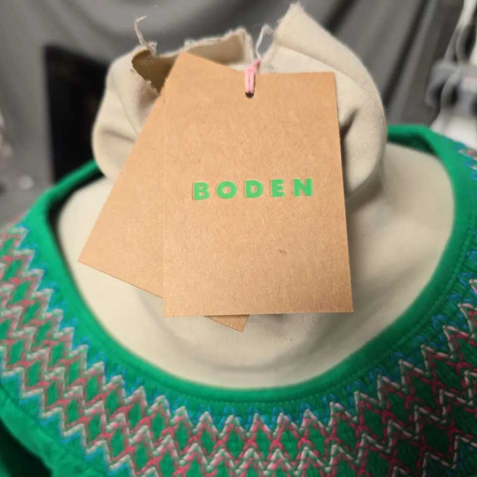 BODEN GREEN SMOCKED-NECK DRESS, UK 14R (US 10R) – WOMEN'S