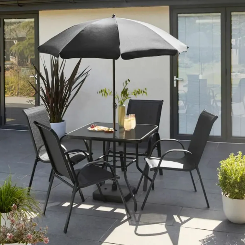 BOXED 6 PIECE METAL GARDEN DINING SET (1 BOX)