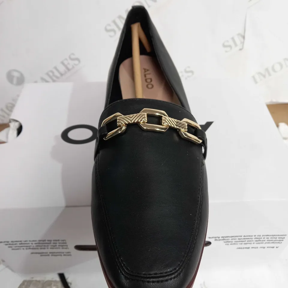 BOXED ALDO KYAH SHOES, BLACK - SIZE 5