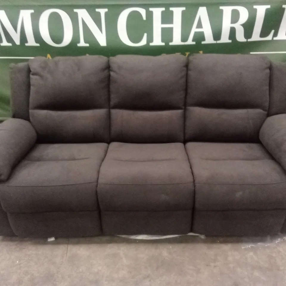 ALBION CHENILLE 3 SEATER HIGH BACK MANUAL RECLINER SOFA - CHARCOAL RRP £679