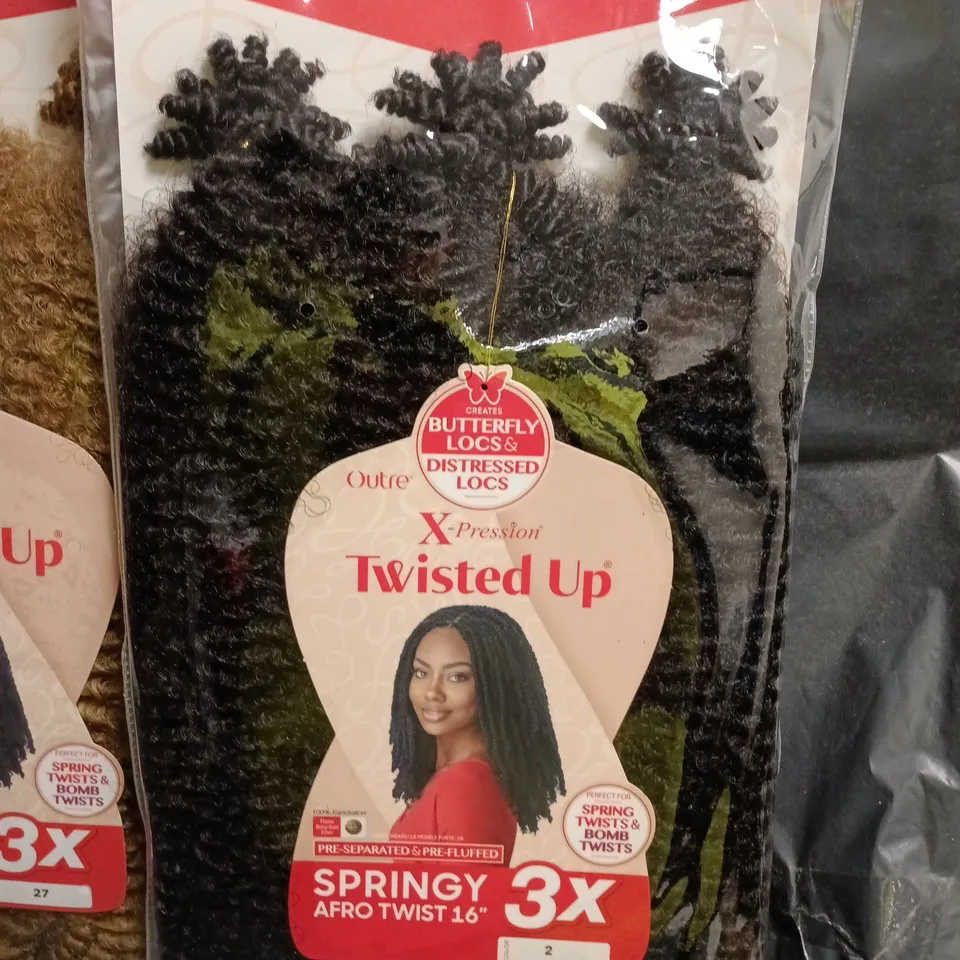LOT OF 3 X-PRESSIONS TWISTED UP HAIR PIECES - ASSORTED SIZES AND COLOURS