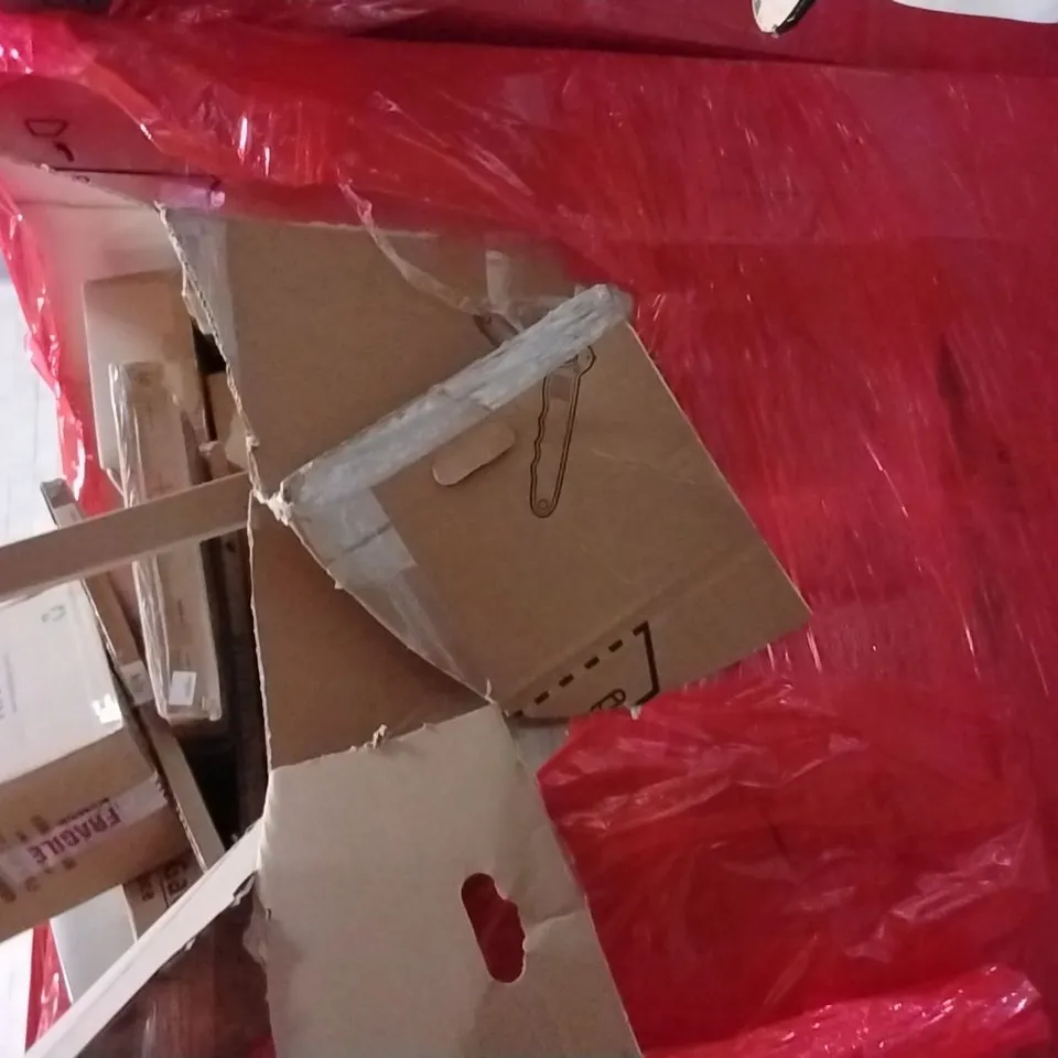 PALLET OF ASSORTED HOUSEHOLD GOODS AND PRODUCTS TO INCLUDE;RETRACTABLE SAFETY GATE,CAT LITTER BOX,DESK