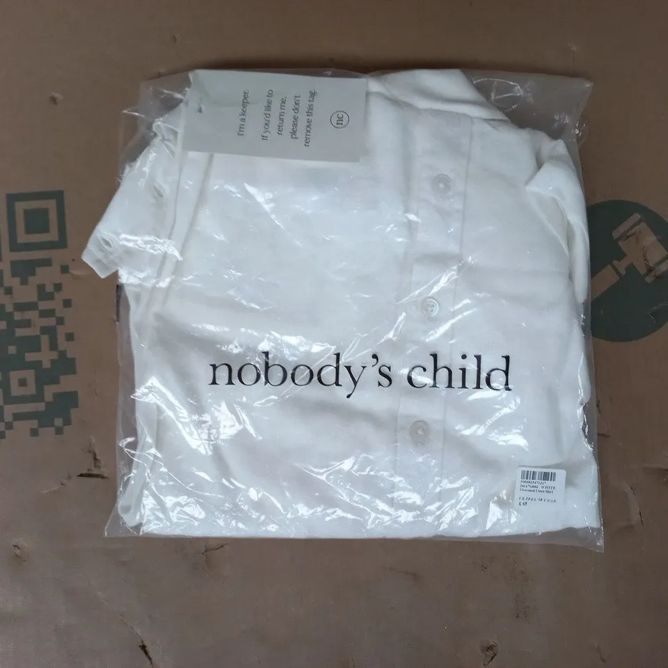 BAGGED NOBODY'S CHILD OVERSIZED LINEN SHIRT IN WHITE SIZE UK 10