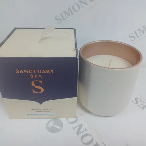 BOXED SANCTUARY SPA WELLNESS COLLECTION SCENTED CANDLE BERGAMOT AND JASMINE 260G