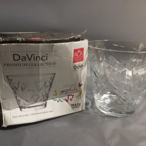 BOXED CRISTALLERIA ITALIANA DA VINCI EMBOSSED VASE - COLLECTION ONLY
