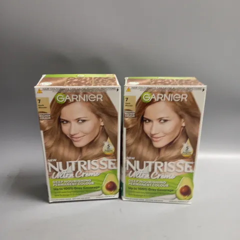2 X BOXES OF GARNIER NUTRISSE ULTRA CREME PERMANENT HAIR COLOUR 7 DARK BLONDE