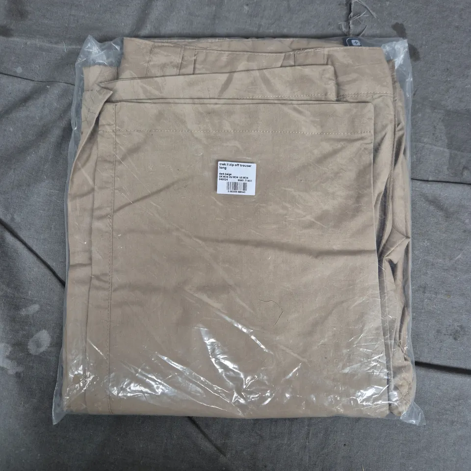 BAGGED MOUNTAIN WAREHOUSE TREK II ZIP-OFF TROUSERS LONG – DARK BEIGE, UK WAIST 34 (W34)