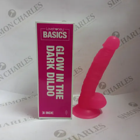 LOVEHONEY BASICS GLOW IN THE DARK DILDO - 8"