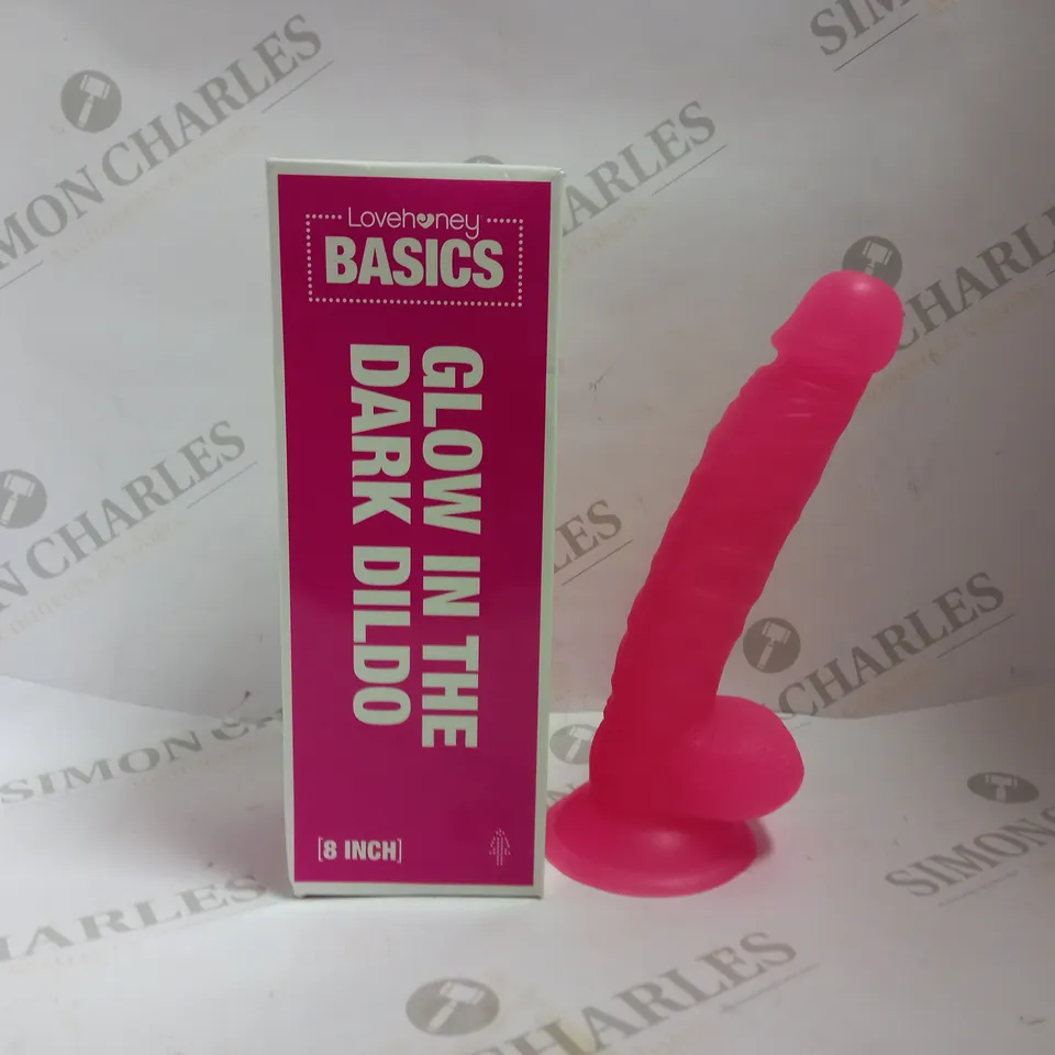 LOVEHONEY BASICS GLOW IN THE DARK DILDO - 8"