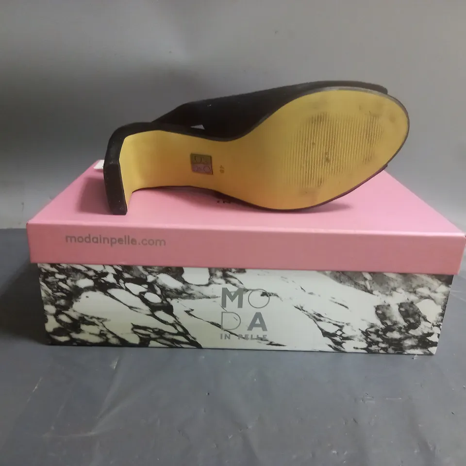 MODA IN PELLE CHRISSI SUEDE PEEP TOE SLINGBACK SANDALS BLACK SIZE EU 40