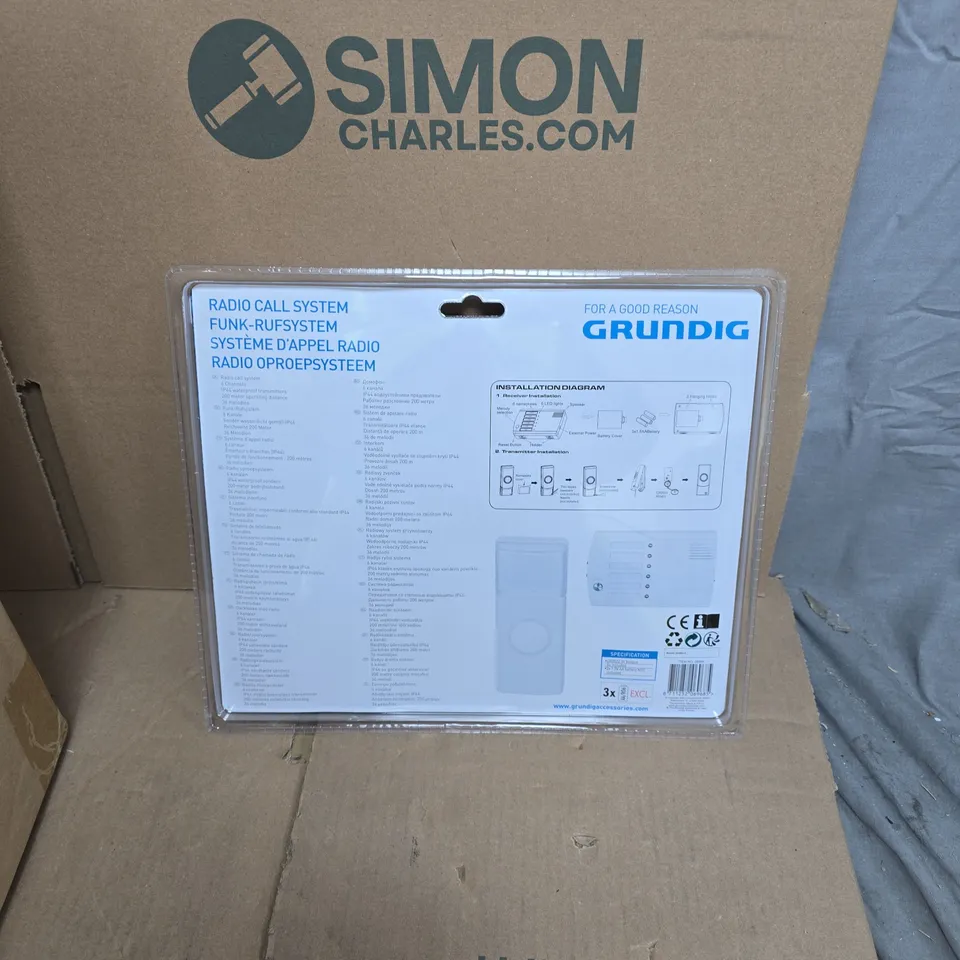 GRUNDIG RADIO CALL SYSTEM – 6 CHANNEL WITH BASE UNIT & 6 WIRELESS TRANSMITTERS