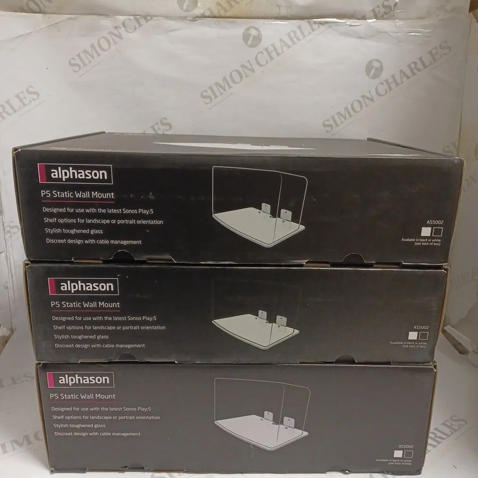 3 X BOXED ALPHASON P5 STATIC WALL MOUNTS IN WHITE 