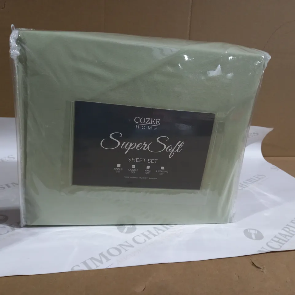 SUPERSOFT BY COZEE HOME SET OF FITTED SHEETS (2) - SAGE GREEN - DOUBLE
