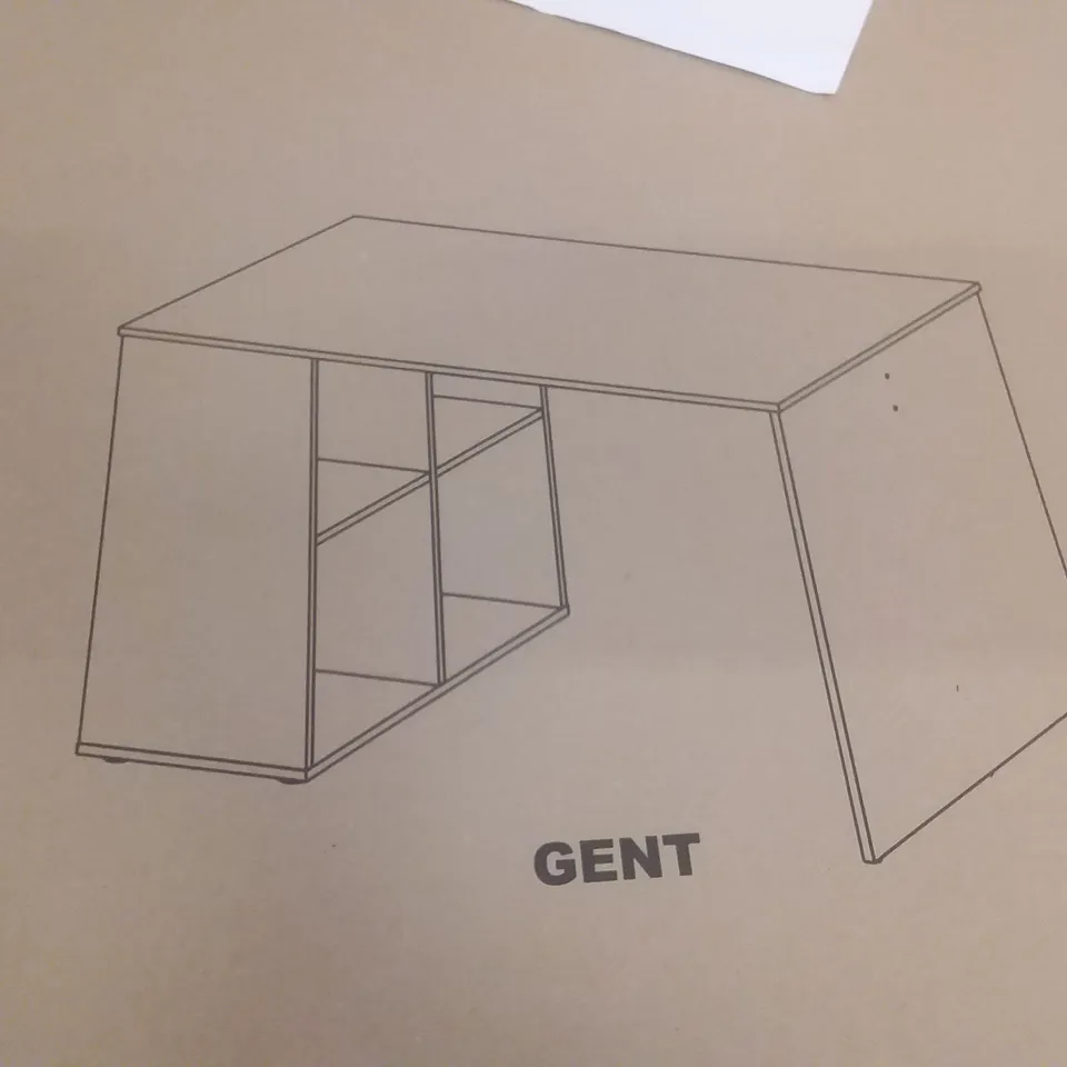 BOXED DESIGNER DESK WITH A SHELVING UNIT IN CONCRETE EFFECT 