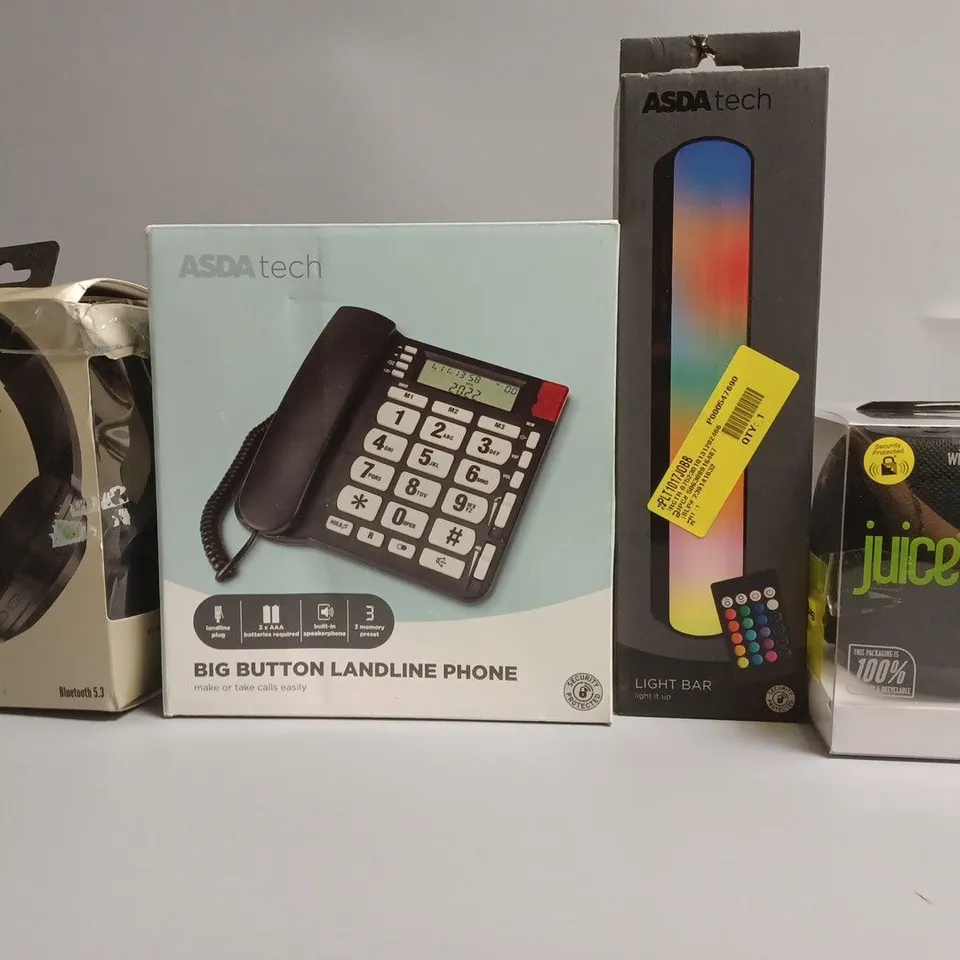 APPROXIMATELY 20 ASSORTED ELECTRICAL ITEMS TO INCLUDE HEADPHONES , MIXX 0X1 HEADPHONES, LED LIGHTS, ETC