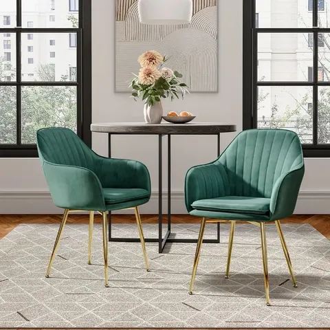 BOXED ELIANNA UPHOLSTERED DINING CHAIRS SET OF 2 GREEN (1 BOX)