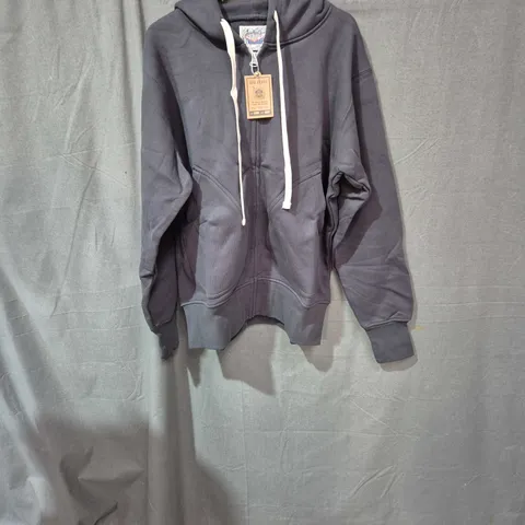 NON STOCK HOODIE – CHARCOAL ZIP-UP WITH DRAWSTRINGS, UK 40 (EU 40) – WITH TAGS