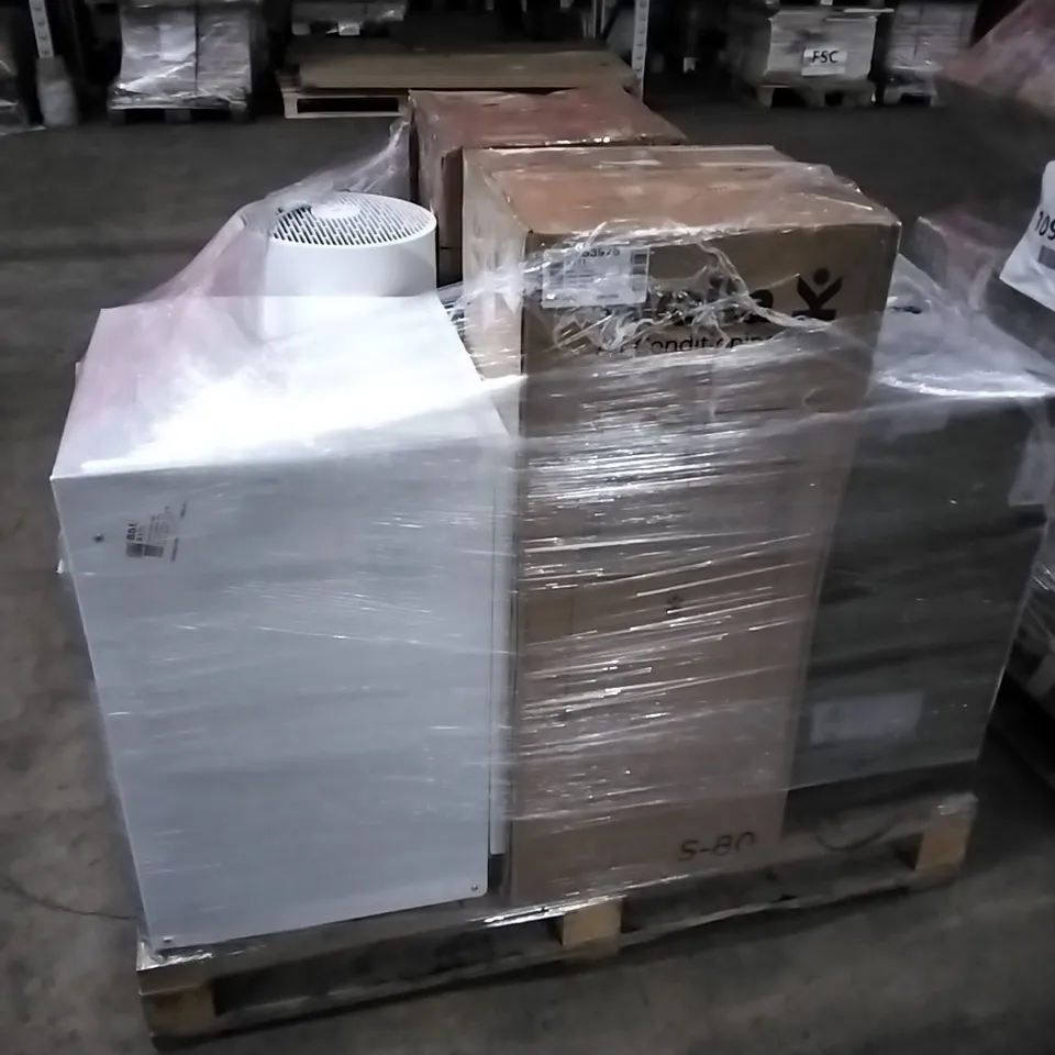 PALLET OF APPROXIMATELY 9 UNPROCESSED RAW RETURN AIR CONDITIONERS, AIR PURIFIERS, DEHUMIDIFIERS ETC TO INCLUDE;