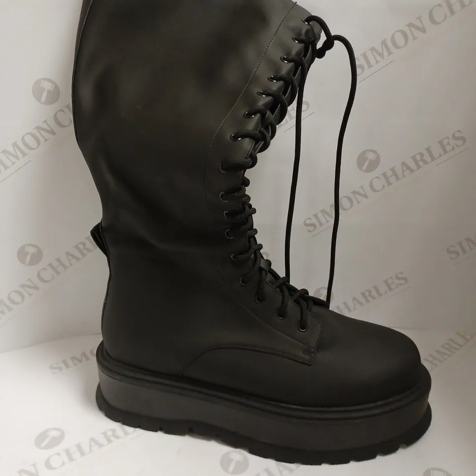 KOI VEGAN PALANTIR MEN'S PLATFORM BLACK LACE UP BOOTS - SIZE UNKNOWN 