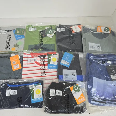 LOT OF 10 ASSORTED BRAND NEW REGATTA T-SHIRTS IN VARIOUS STYLES, COLOURS AND SIZES