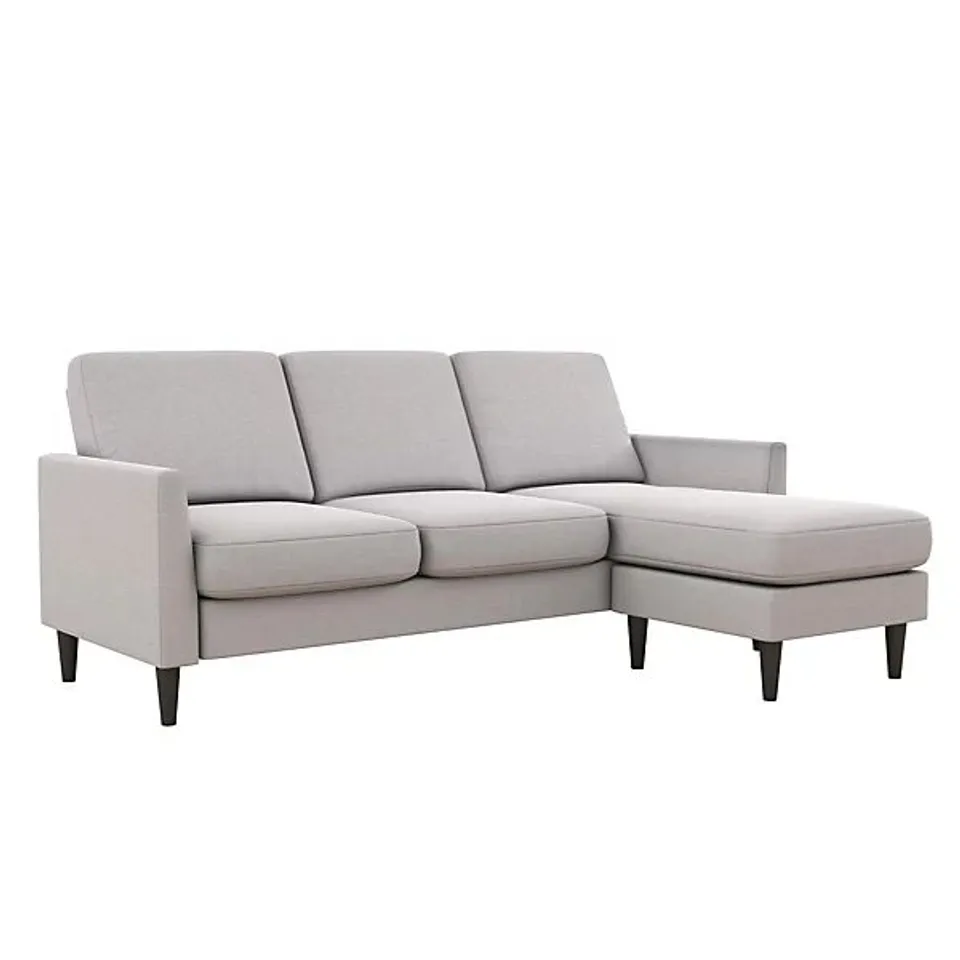 BOXED WINSTON REVERSIBLE SOFA SECTIONAL LIGHT GREY LINEN