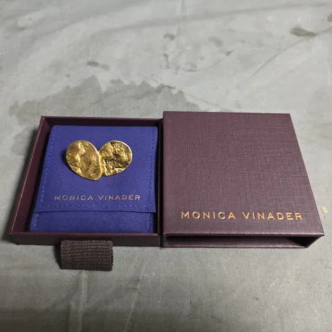 BOXED MONICA VINADER GOLD-TONE HAMMERED DISC STUD EARRINGS